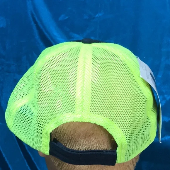 NWT Fox Sports navy neon yellow baseball cap hat unisex one size fits most - Picture 6 of 7